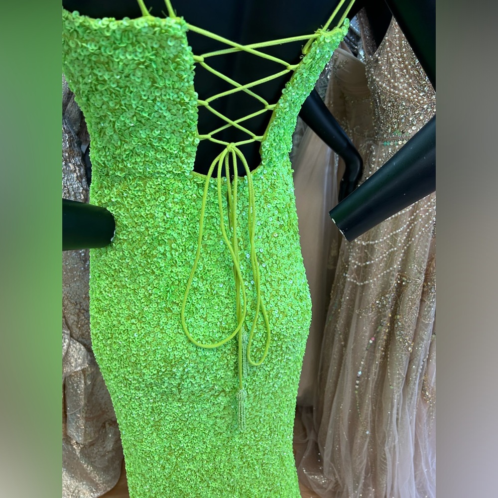Jovani 23148 lime green long sequin prom dress size 4 - Picture 6 of 7